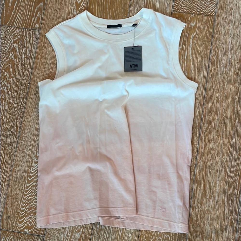 ATM Anthony Thomas Melillo Chalk and Dusty Rose Sleeveless Top Size Medium